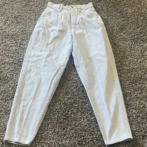 Women’s Vintage Brittania Blue Pin Striped High-Waisted Jeans (26W-29L)